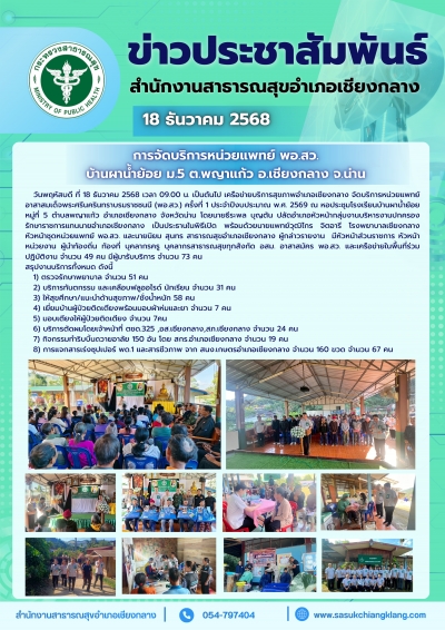 พอ.สว. บ้านผาน้ำย้อย ครั้งที่ 1 ปีงบประมาณ 2569