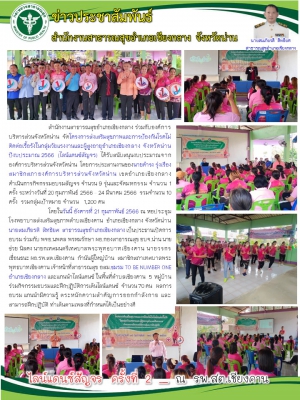 โครงการส่งเสริมสุขภาพและป้องกันโรคไม่ติดต่อเรื้อรังในกลุ่มวัยแรงงานและผู้สูงอายุอำเภอเชียงกลาง ปีงบประมาณ 2566 (ไลน์แดนซ์สัญจร) ณ หอประชุมโรงพยาบาลส่งเสริมสุขภาพตำบลเชียงคาน